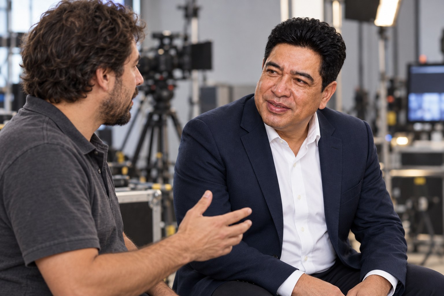 Referencia fotográfica de una conversación con un trabajador